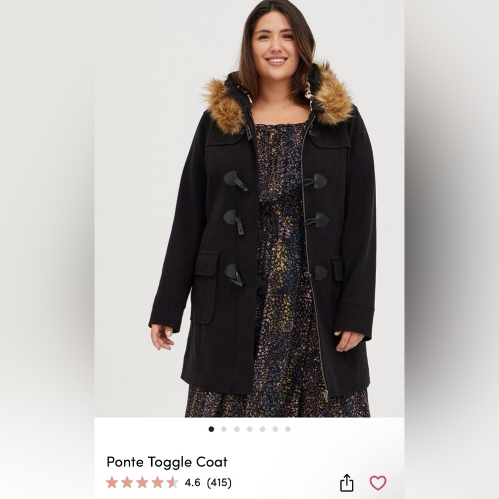 Torrid Black Coat Size 3 with fur trim around the collar